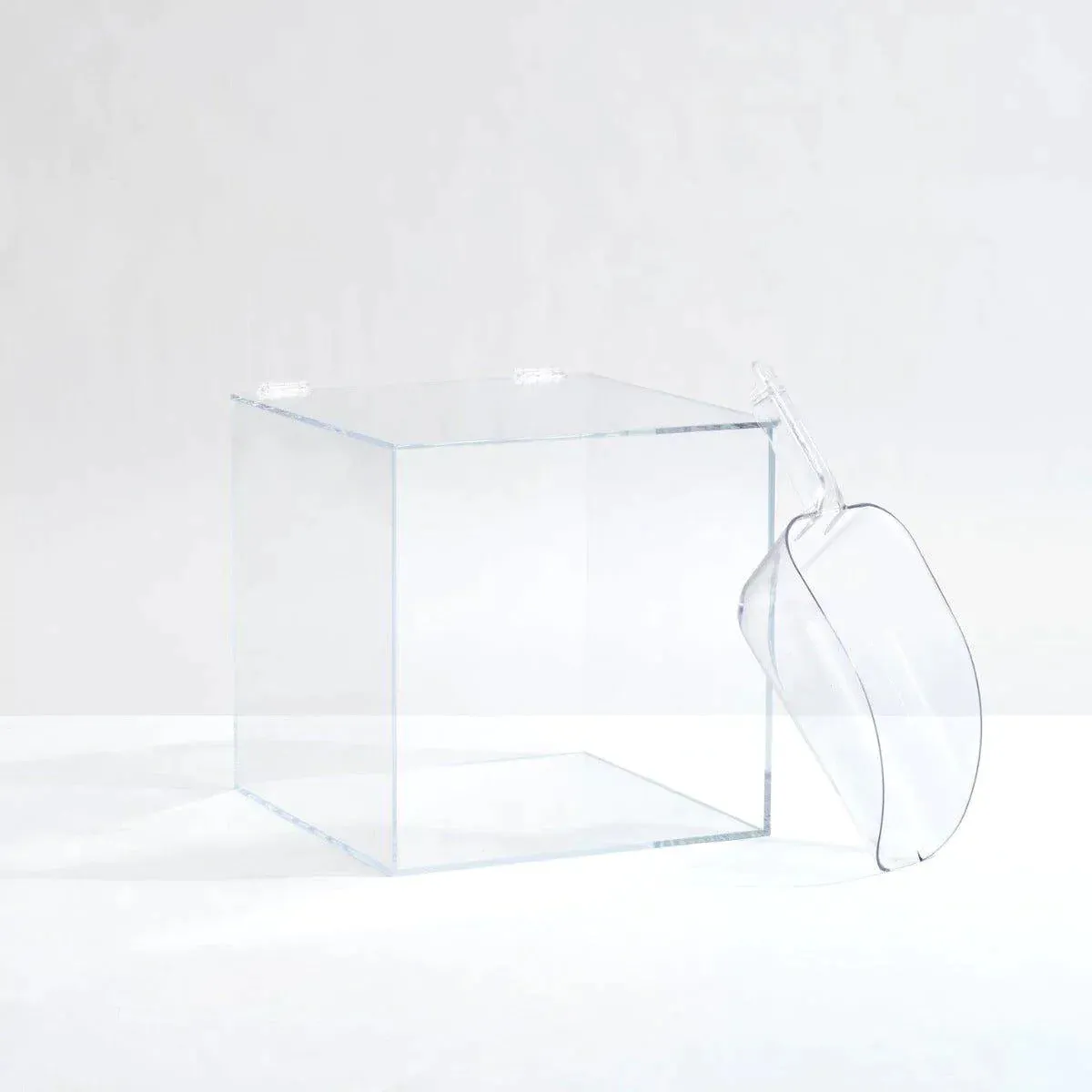 14" Clear Pet Food Storage Bin with Lift Up Lid & Scoop