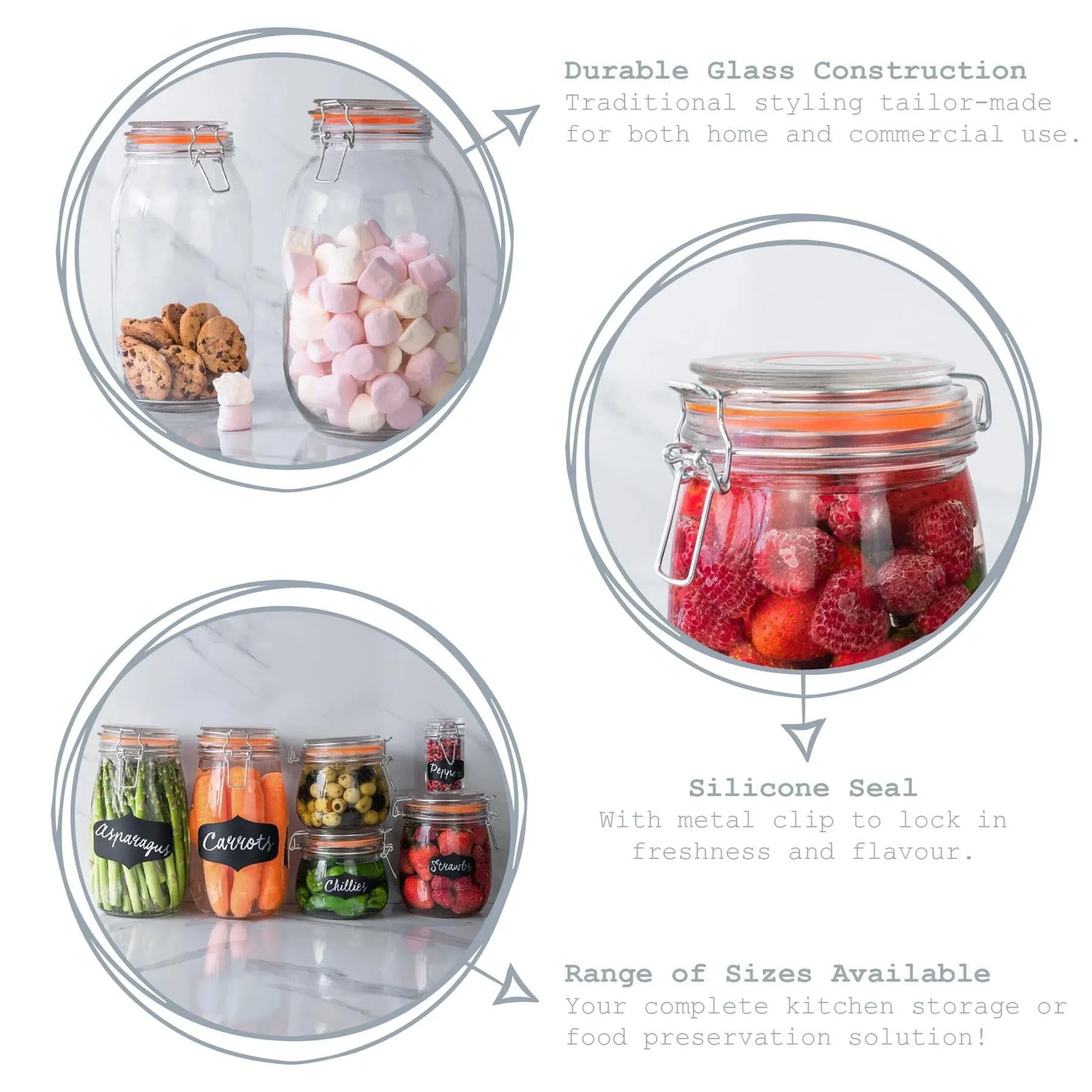 1.5L Classic Glass Storage Jar   Four Free Coloured Seals