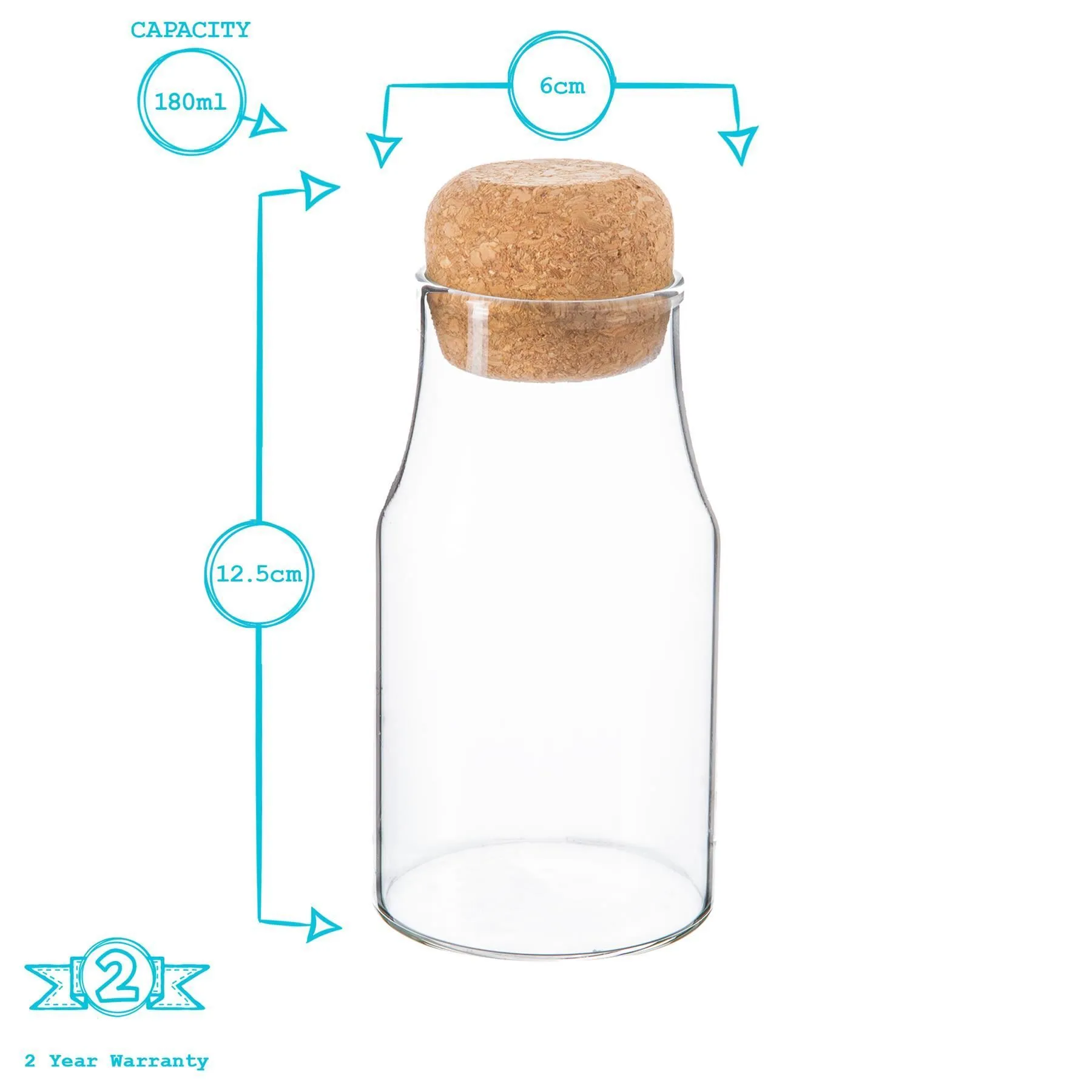 180ml Glass Storage Bottle with Cork Lid - By Argon Tableware