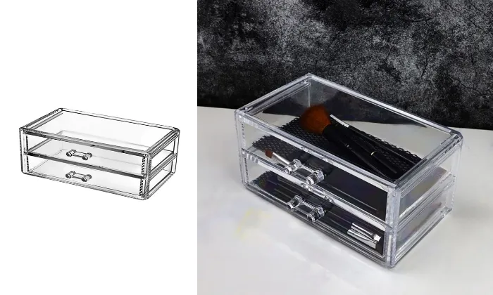 2 Drawer Transparent Acrylic Makeup Storage Box