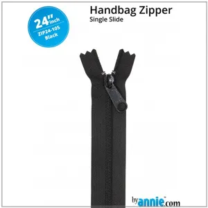 24" wide Handbag Zipper - Black