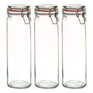 2L Glass Spaghetti Jars   Four Free Coloured Seals Per Jar - Pack of Three