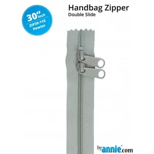 30" wide Handbag Zipper - Pewter