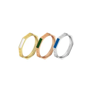 Aigner Azzura Women's Ring, Set of 3 Rings 3 Colors Silver Gold And Rose Gold size 52