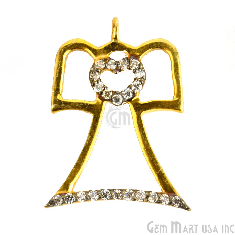 'Angel' CZ Pave Gold Vermeil Charm for Bracelet & Pendants