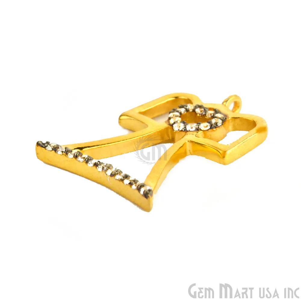 'Angel' CZ Pave Gold Vermeil Charm for Bracelet & Pendants