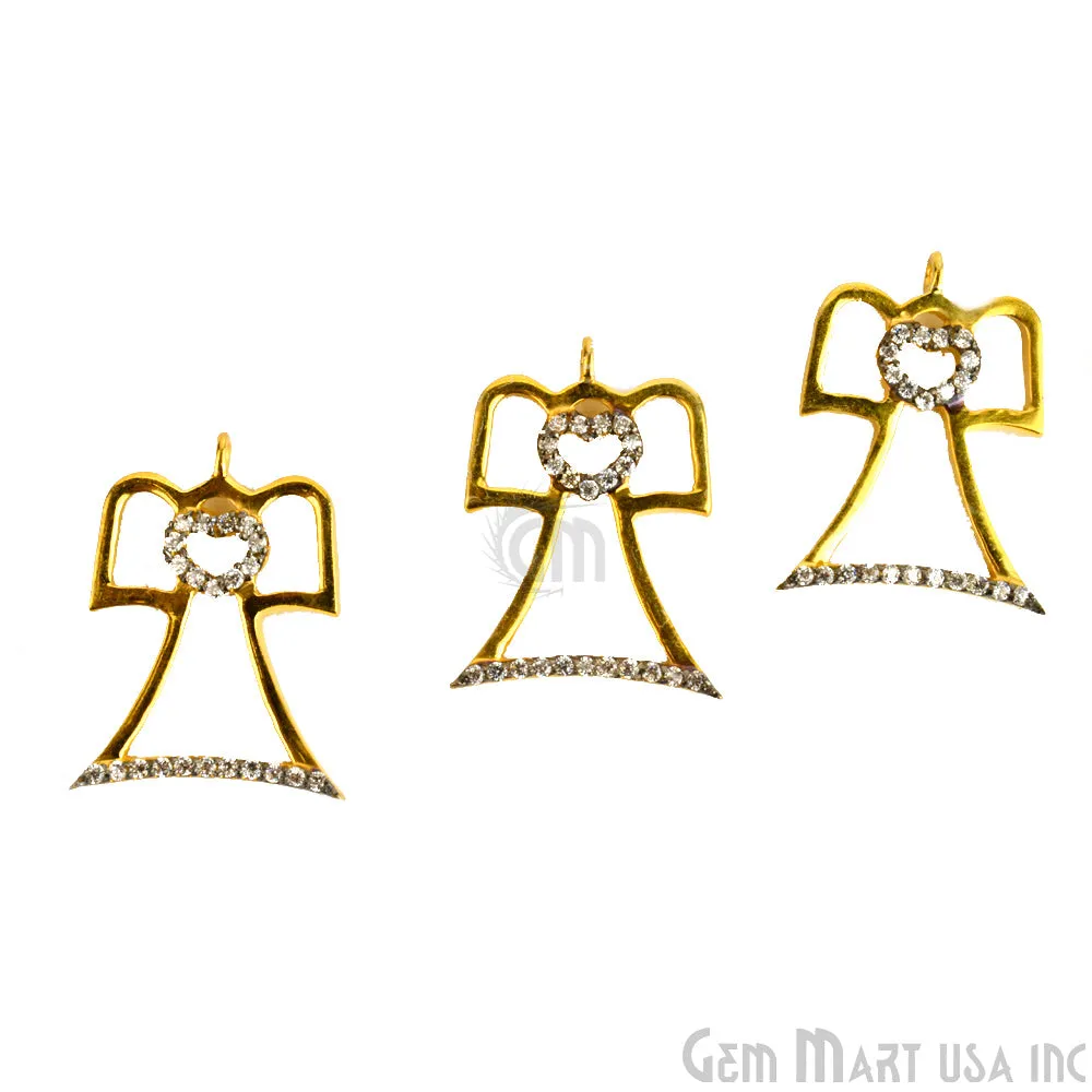 'Angel' CZ Pave Gold Vermeil Charm for Bracelet & Pendants