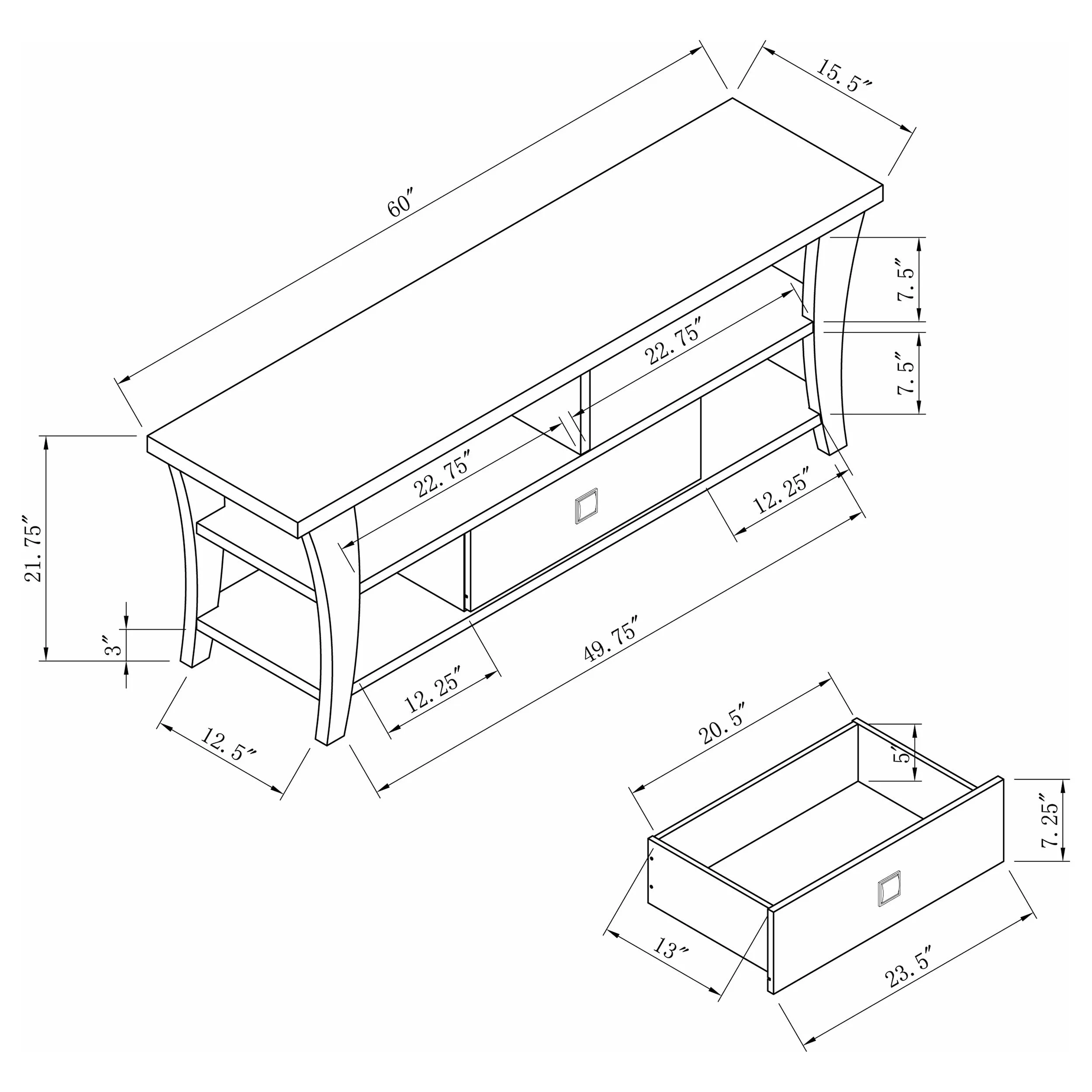 Anita 1-drawer Engineered Wood 60" TV Stand Cappuccino