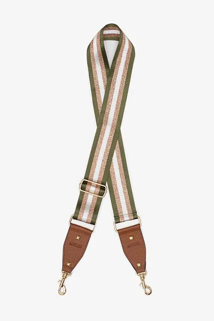 Antler Bag Strap Khaki & Rose Gold Stripe