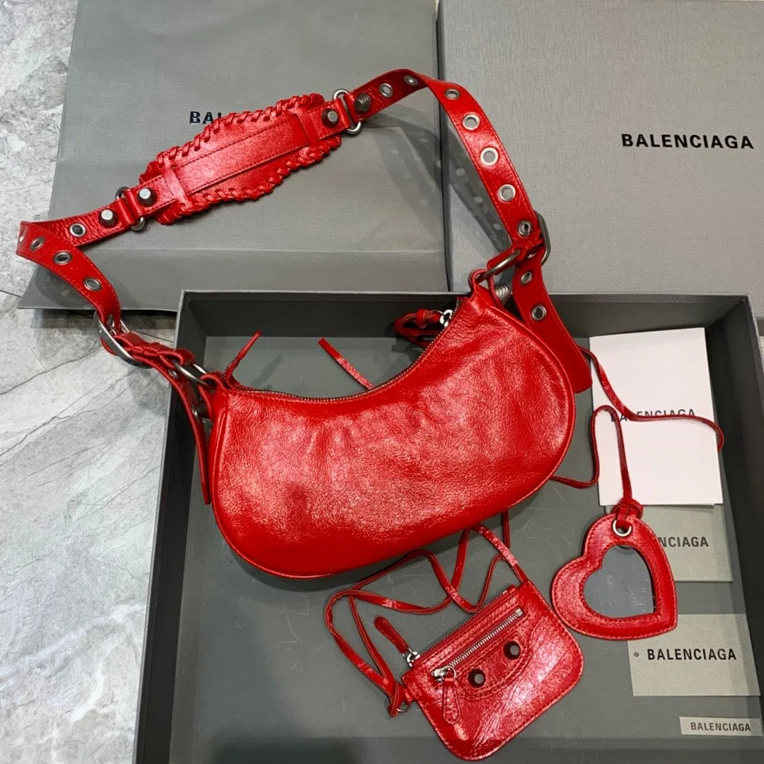 Balen Le Cagole XS Shoulder Bag In Red, For Women,  Bags 10.2in/26cm 6713091VG9Y6406