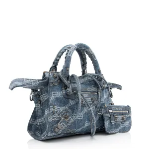 Balenciaga BB Monogram Denim Neo Cagole City XS Satchel