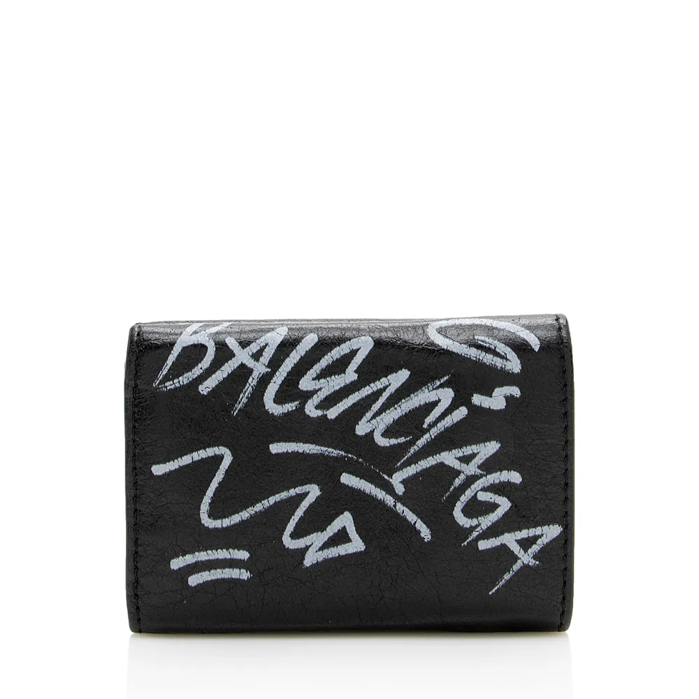 Balenciaga Leather Graffiti Mini Wallet