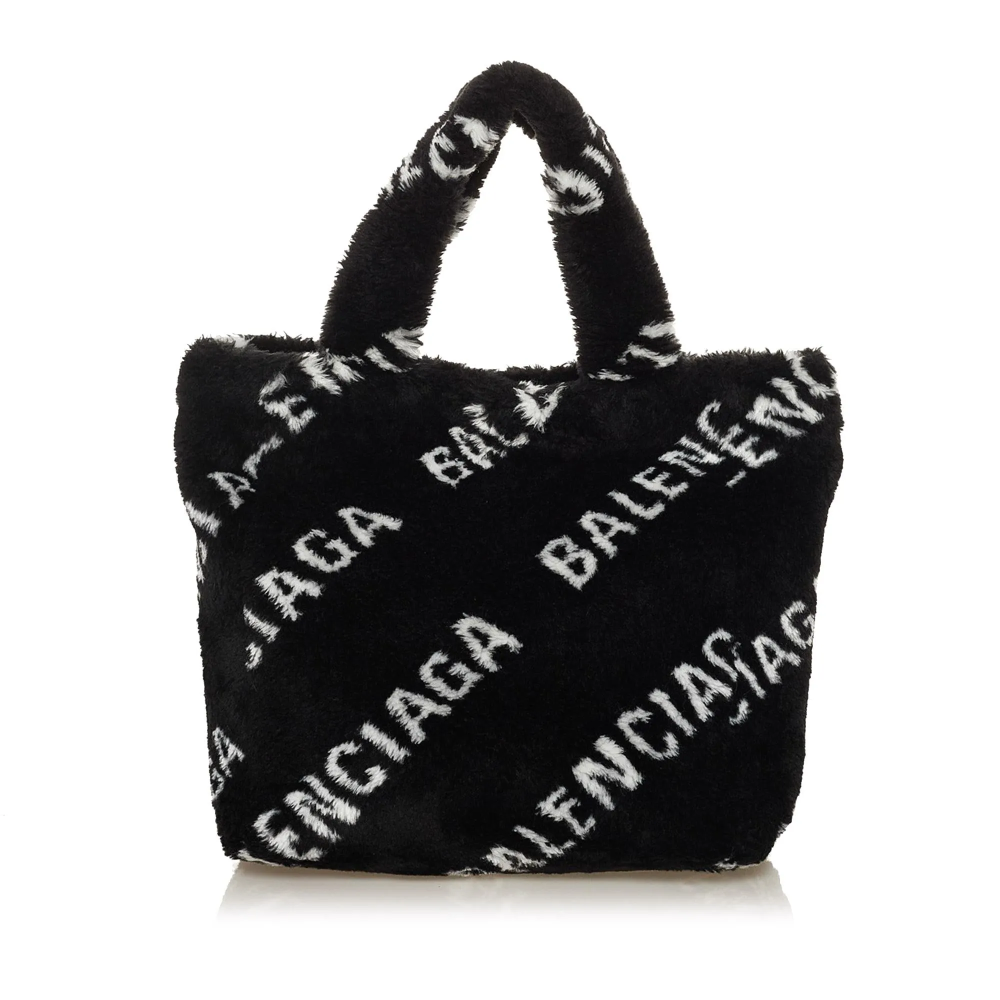 Balenciaga Logo Faux Fur Everyday XS Tote