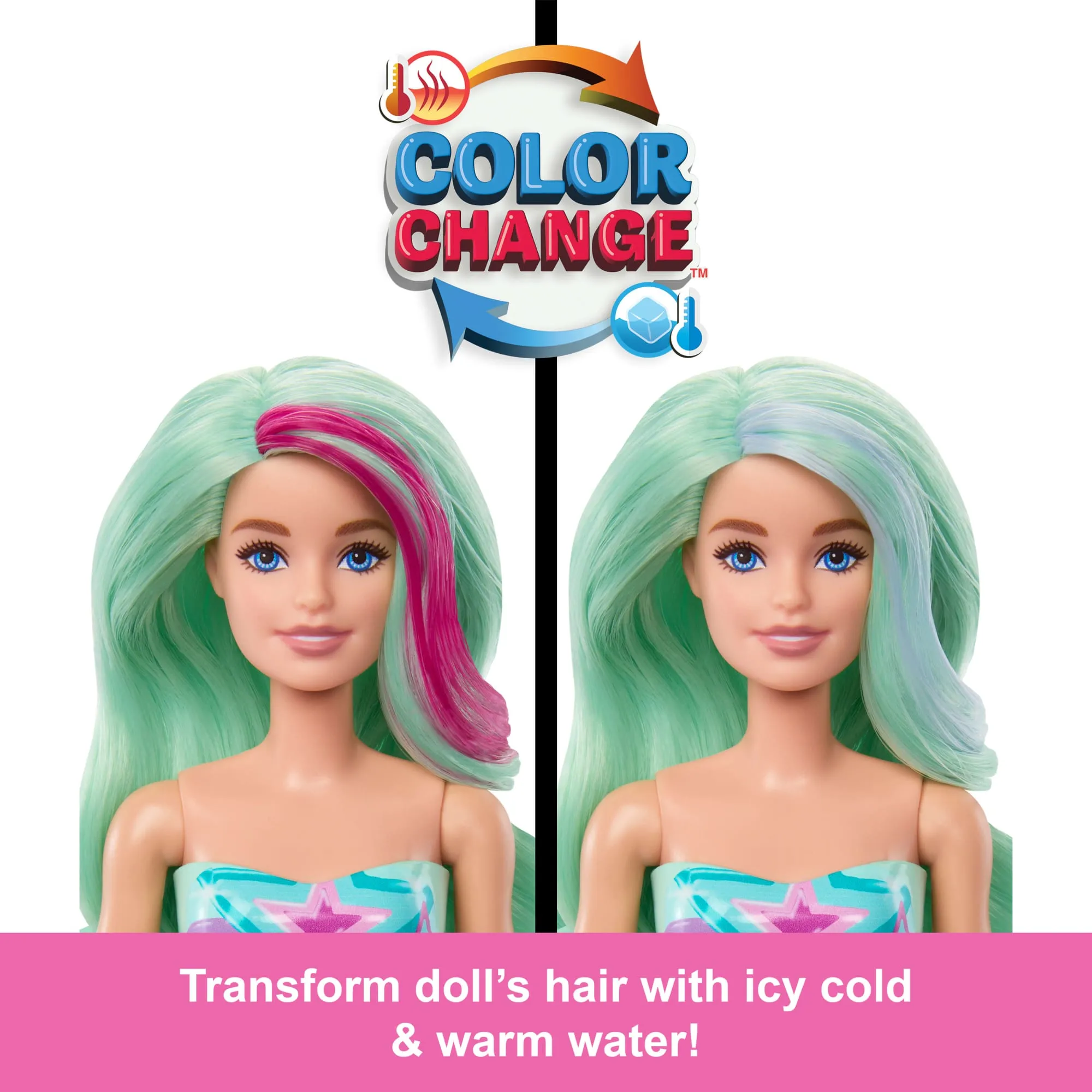 Barbie Color Reveal Mermaid Series Doll & Accessories With 6 Surprises, Color-Change Hair