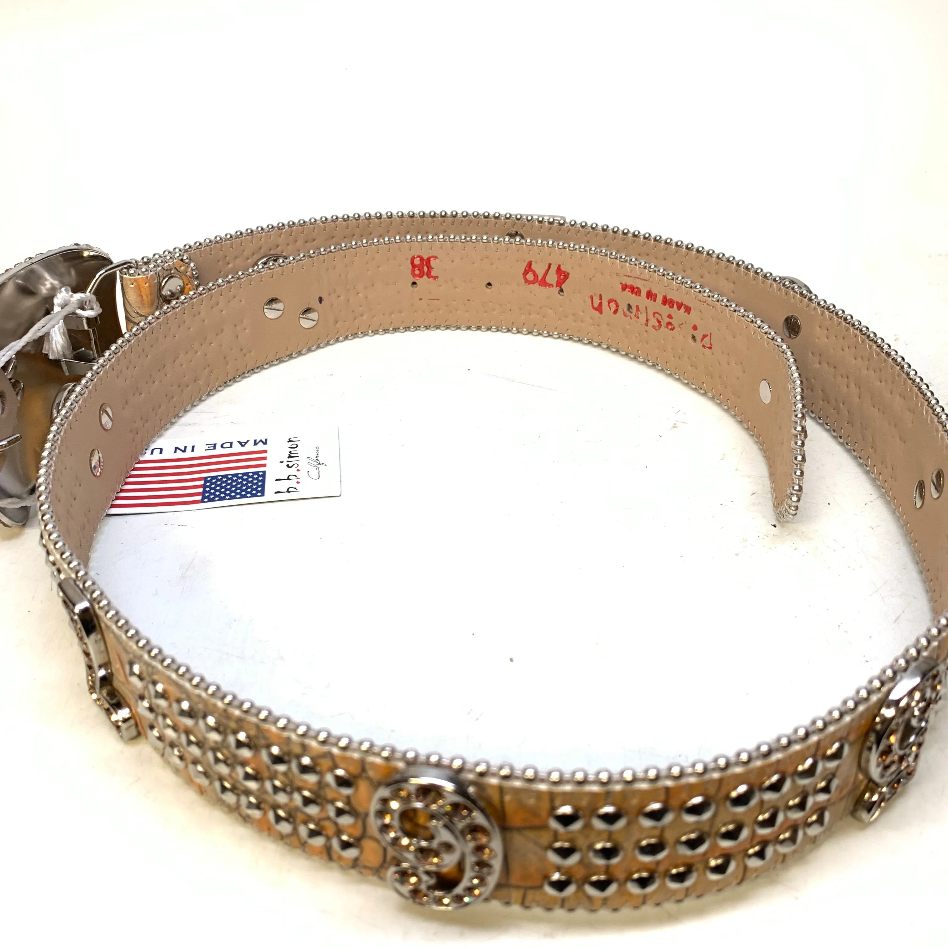 b.b. Simon "Gold Numbers" Studded Crystal Belt