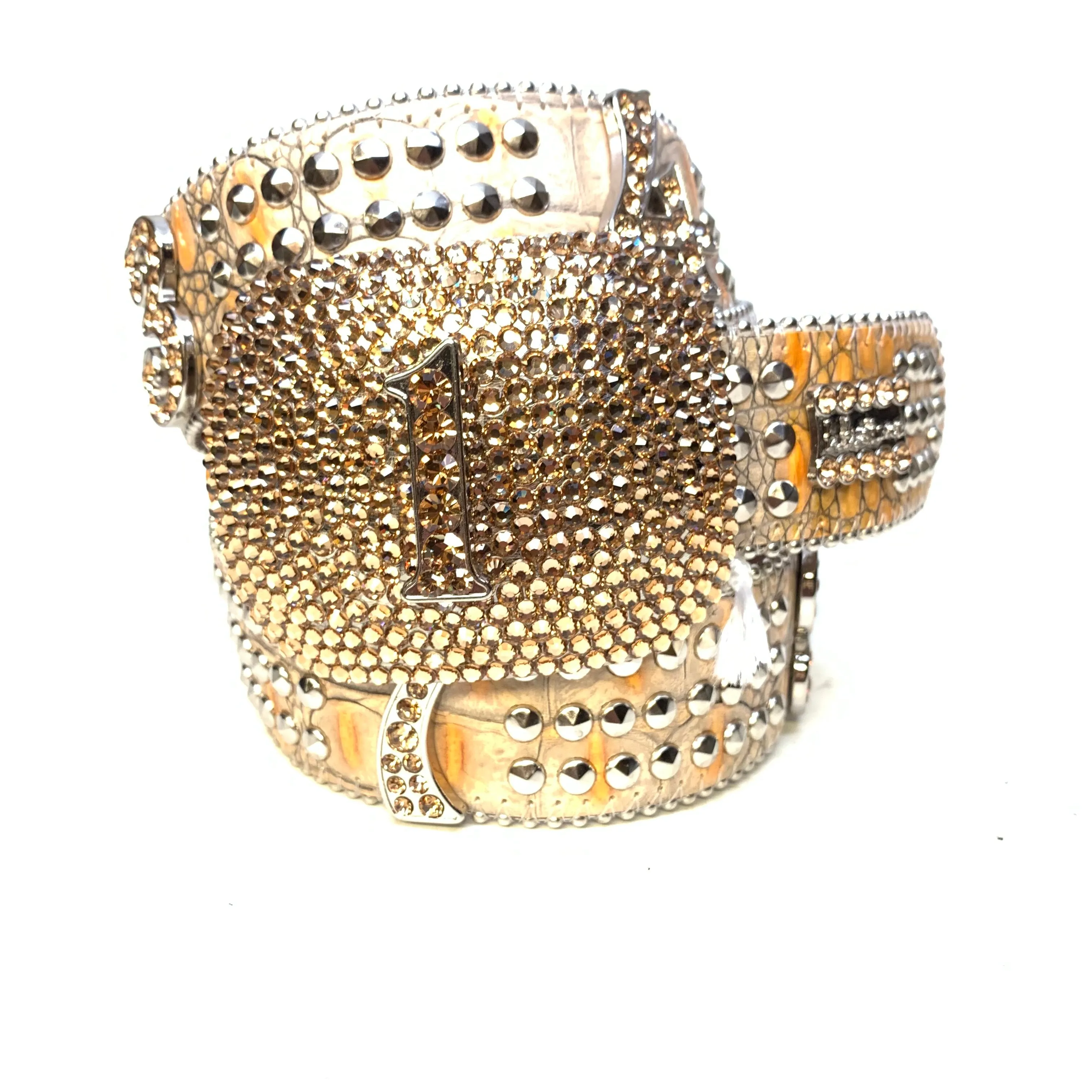 b.b. Simon "Gold Numbers" Studded Crystal Belt