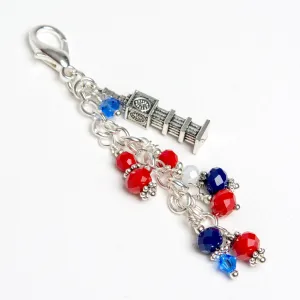 Big Ben London Charm with Blue, White and Red Crystals