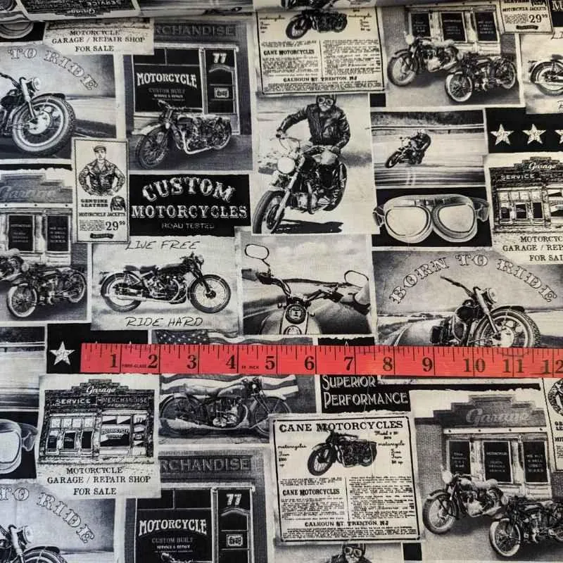 Black and White Vintage Motorcycle News in Frame