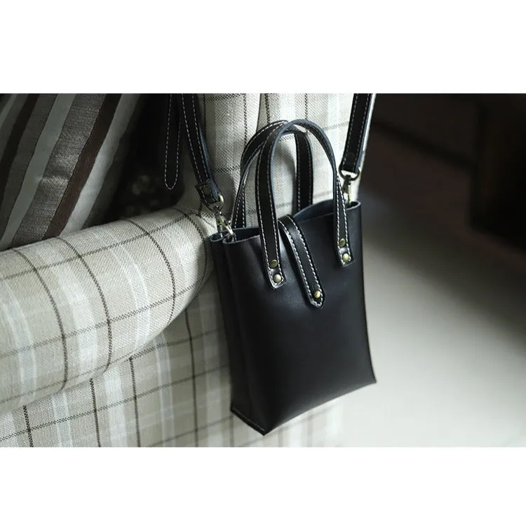 Black LEATHER Small Cute HandBag WOMEN SHOULDER BAG Small Crossbody Purse FOR WOMEN