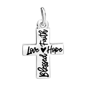 Blessed, Hope, Faith, and Love Cross Charm