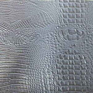 Blue Amazon 3D Embossed Gator Faux Leather Vinyl Fabric