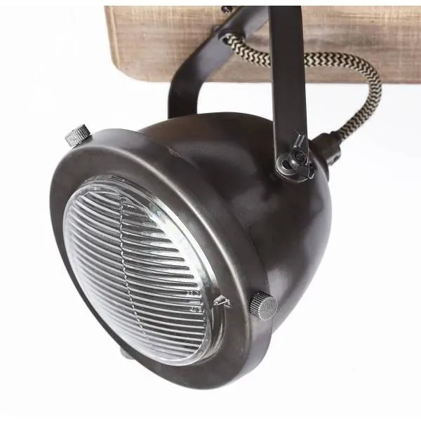 Brilliant 4 Light 20W Carmen Wood Spotlight - Burned Steel & Wood | 72035/84