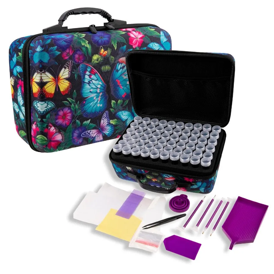 Butterflies Crystal Art Storage Case - 120 Bottles