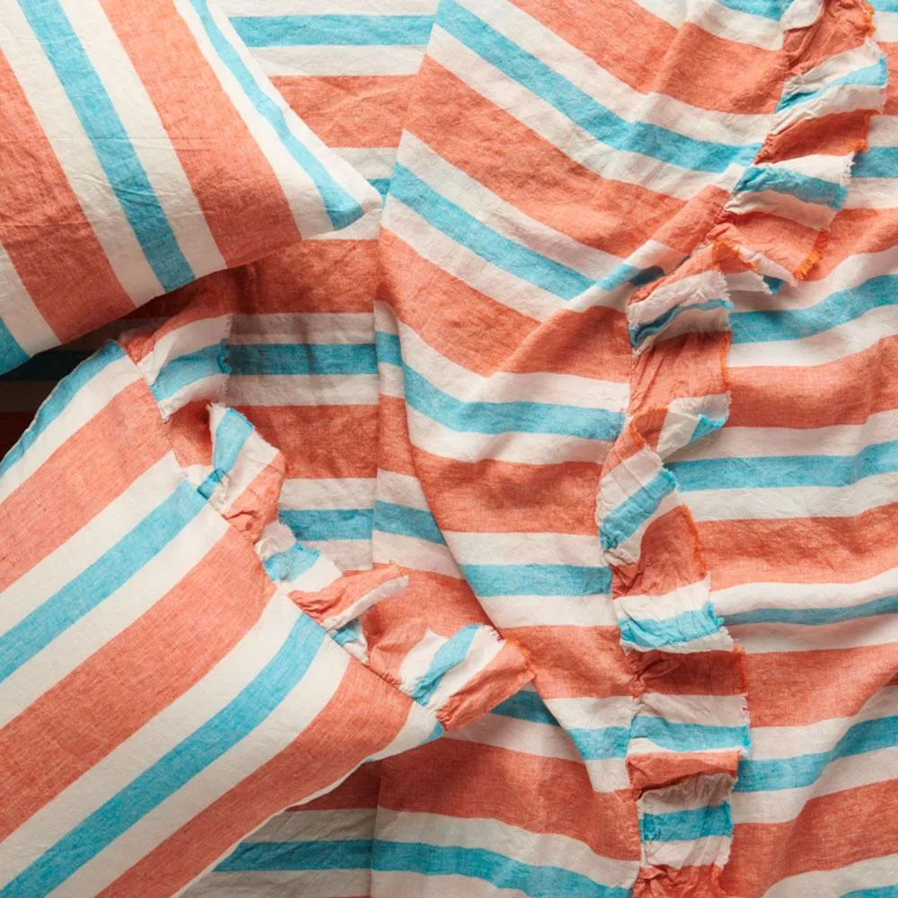 Candy Stripe 100% Linen Flat Sheet