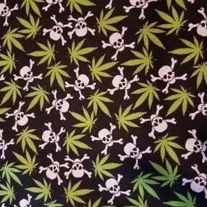 Cannabis Cotton Fabric Green Pot Leaf Fabric Print