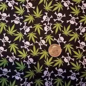 Cannabis Cotton Fabric Green Pot Leaf Fabric Print