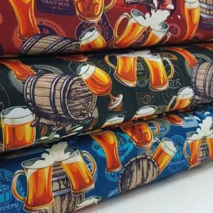 Cheers Fabric, Beer Fabric, Beer & Keg Fabric