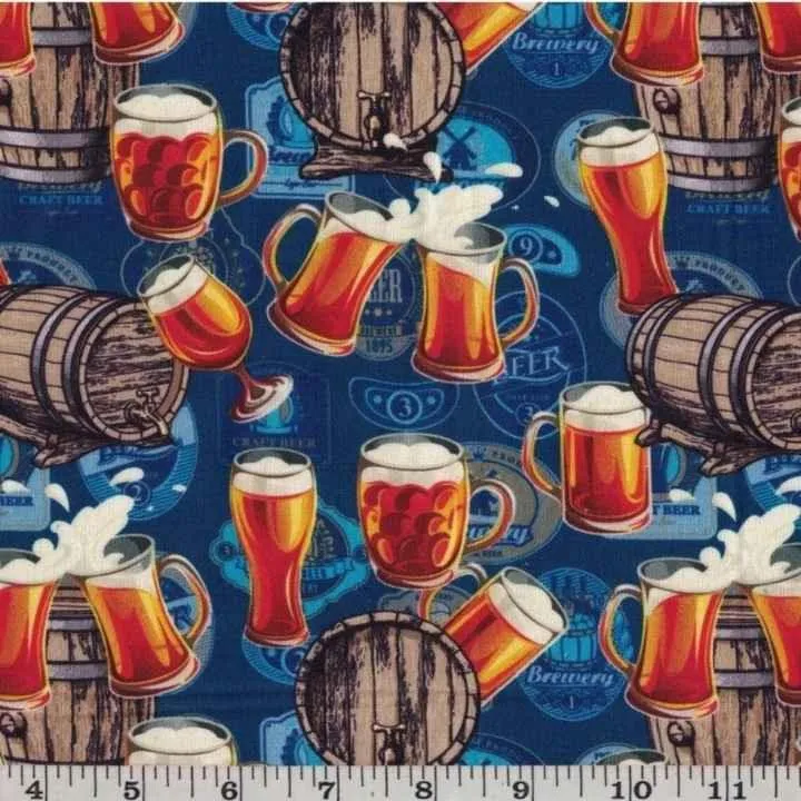 Cheers Fabric, Beer Fabric, Beer & Keg Fabric