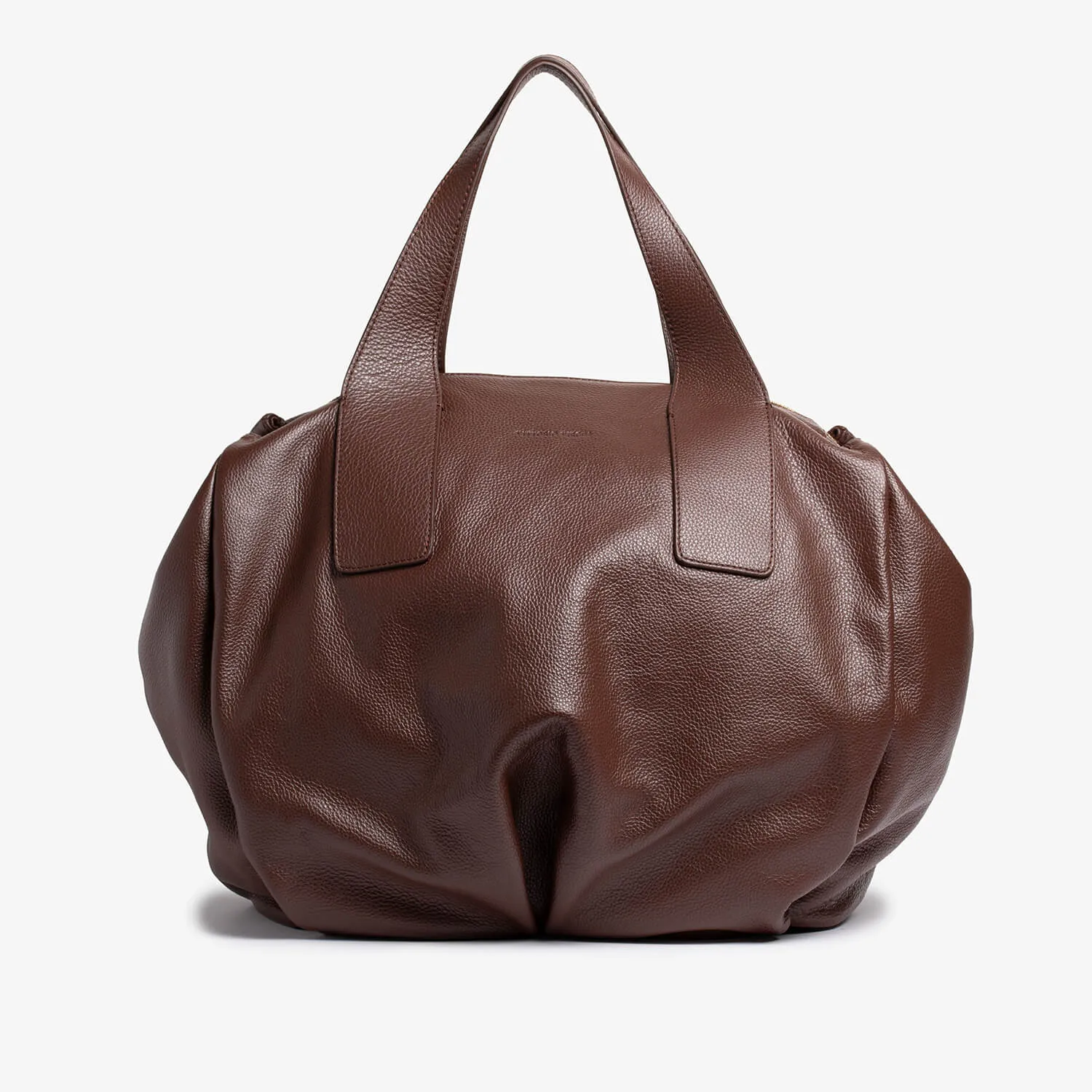 Chocolate drummed calfskin Victoria bag