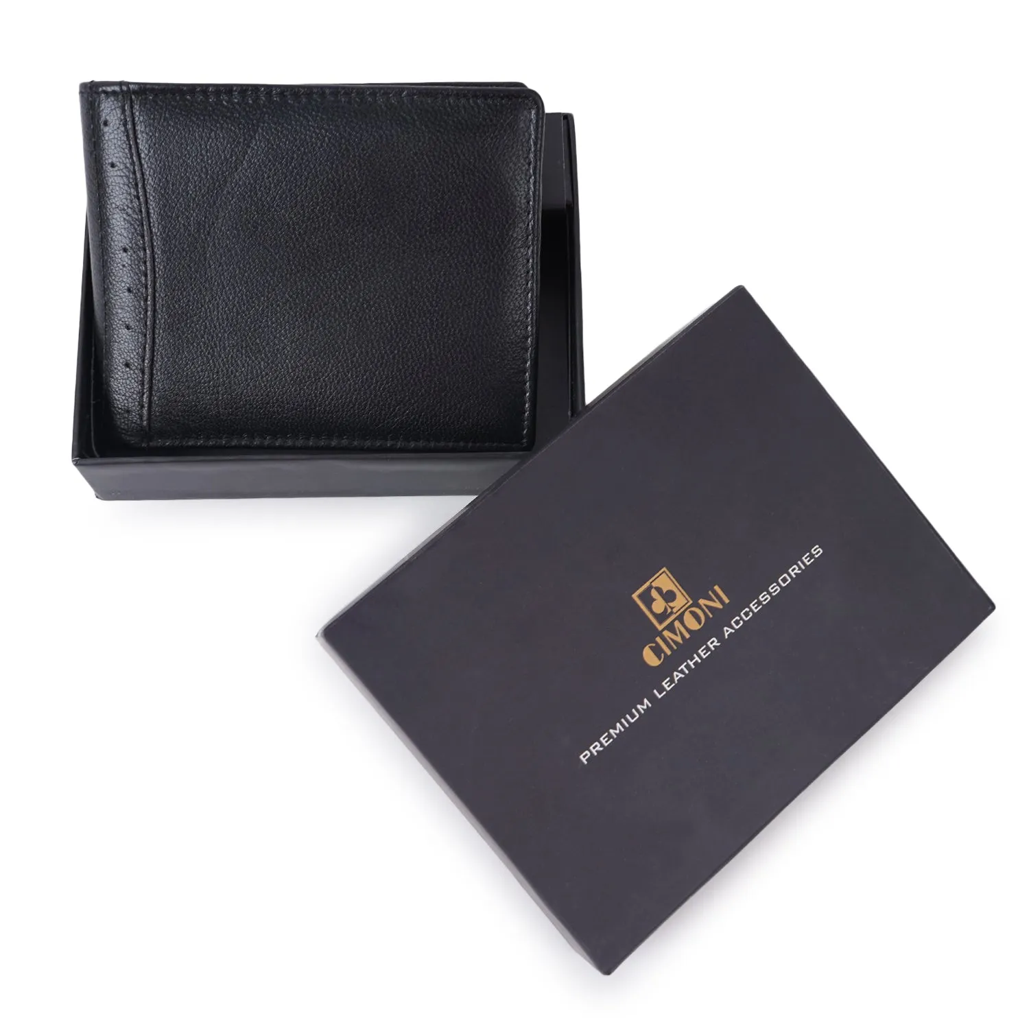 CIMONI Genuine Leather Nappa men wallet Black