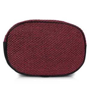 CIMONI® Premium Jute Fabric Makeup Bag Multipurpose Travel Cosmetic Pouch Storage Organizer for Women - Red