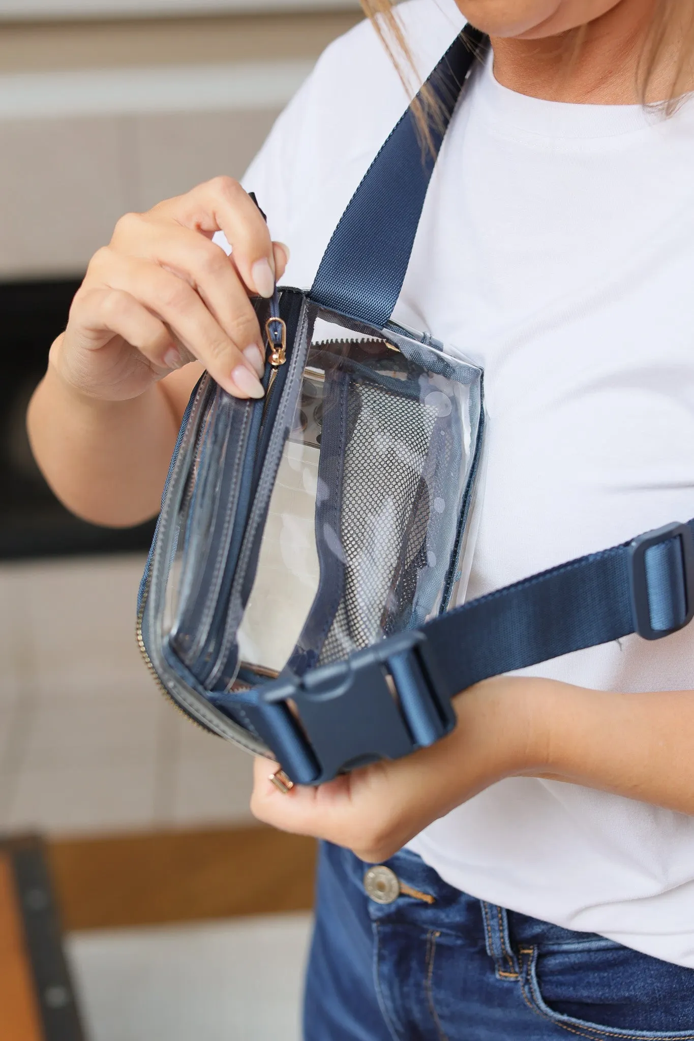 Clear Fanny Pack Bag - Navy