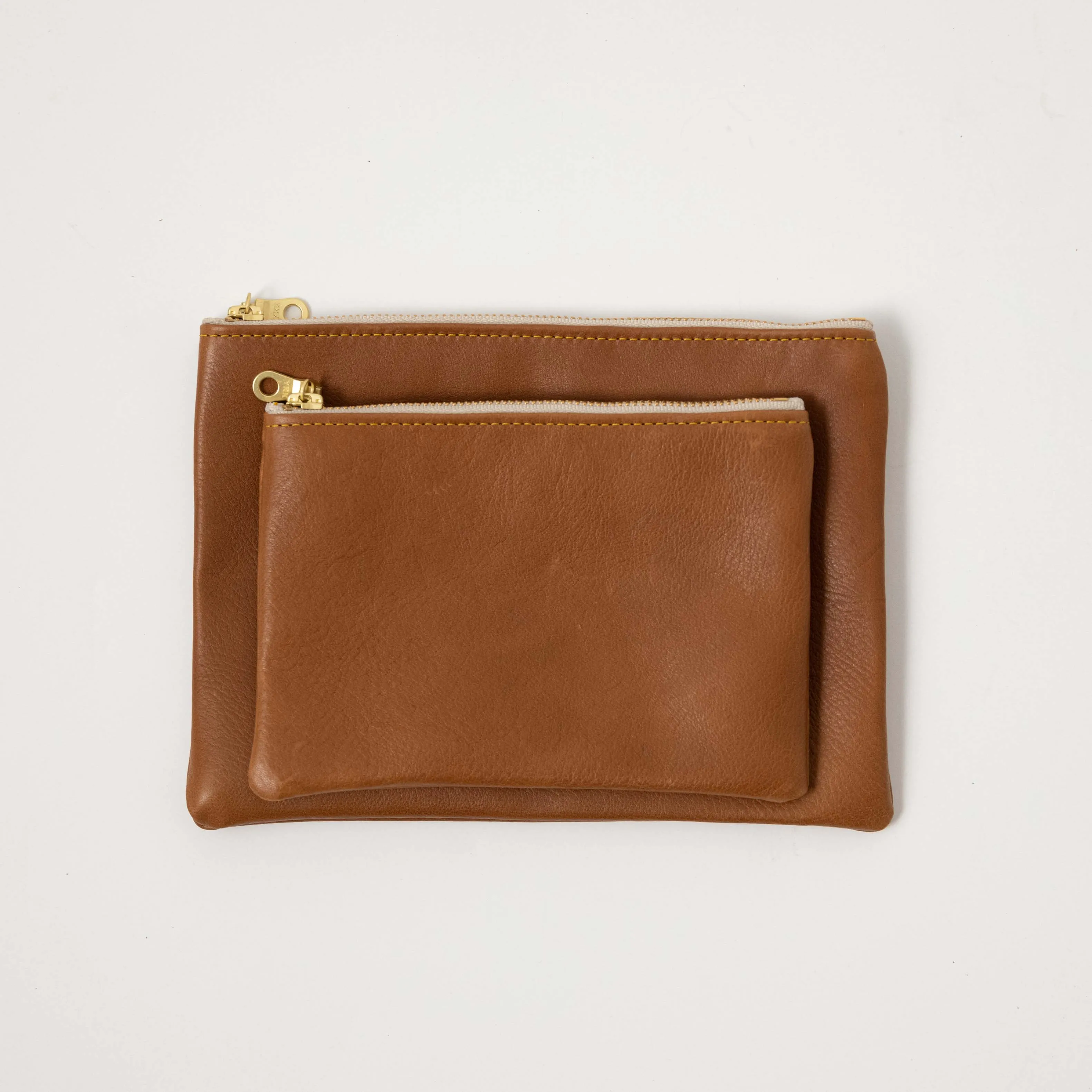 Cognac Cypress Medium Zip Pouch