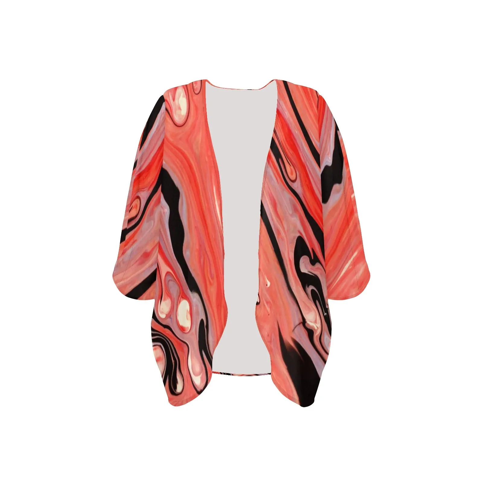 Coral Swirl Women's Chiffon Kimono