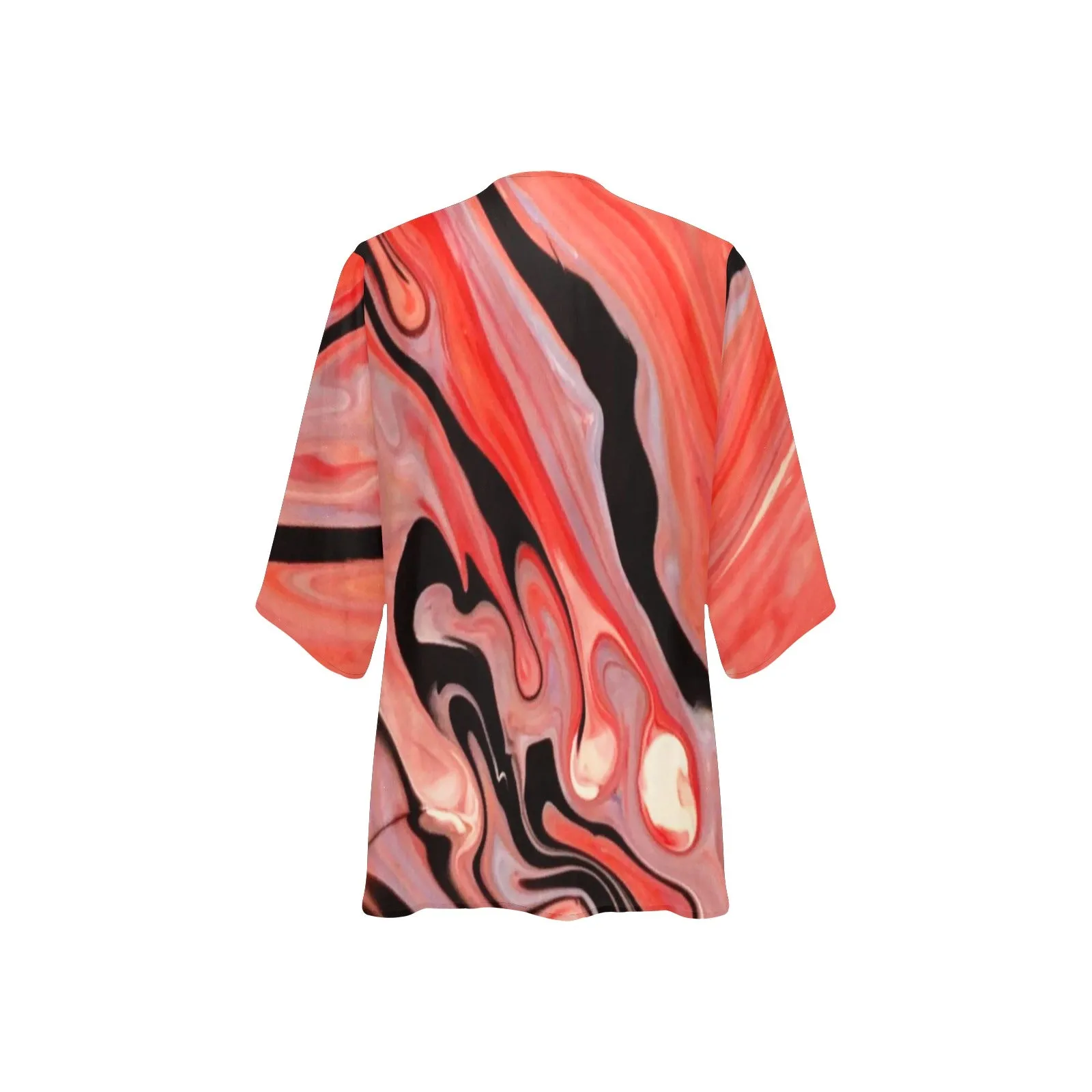 Coral Swirl Women's Chiffon Kimono