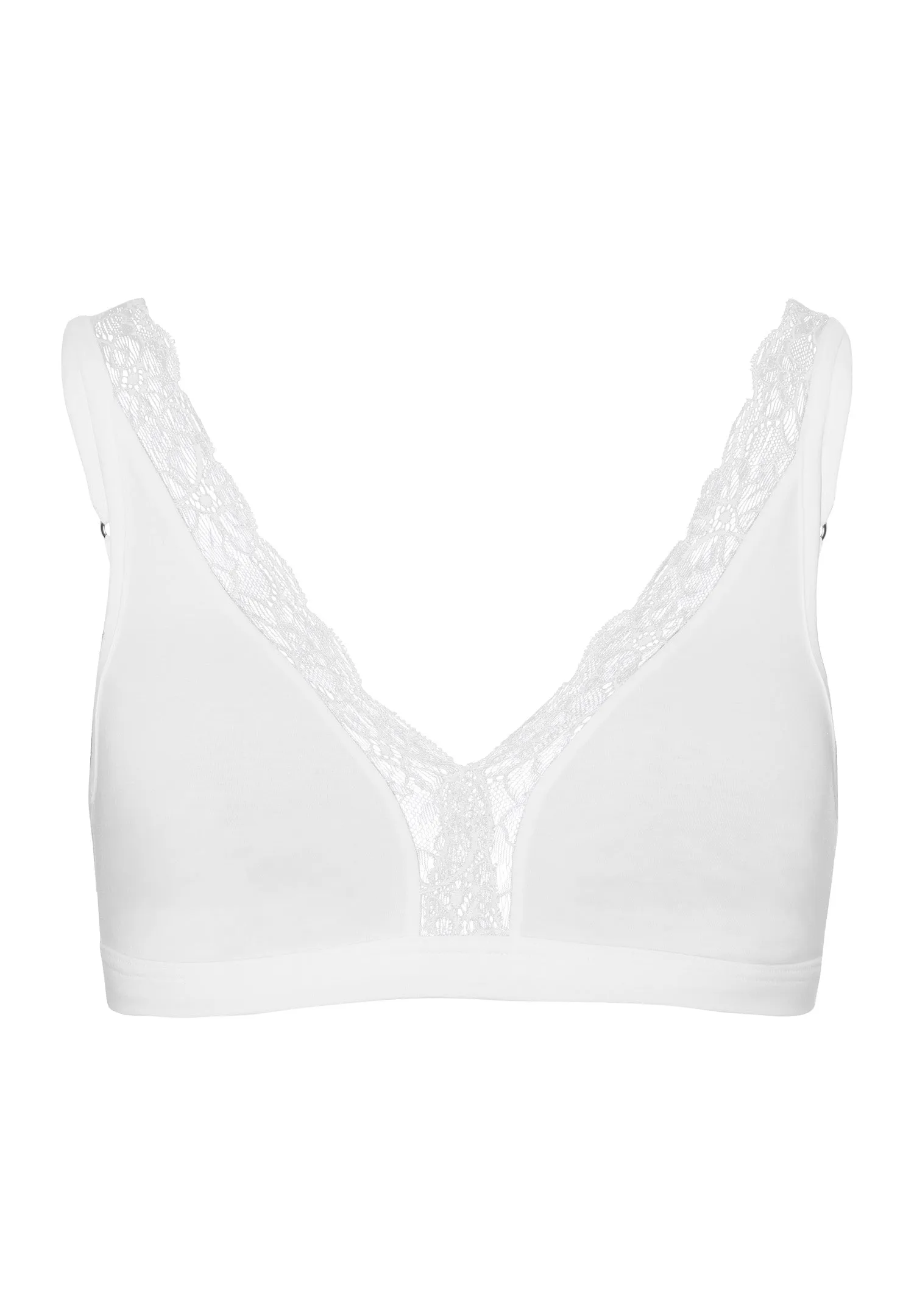 Cotton Lace Lace Trim Soft Cup Bra | White 72431-101