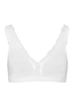 Cotton Lace Lace Trim Soft Cup Bra | White 72431-101