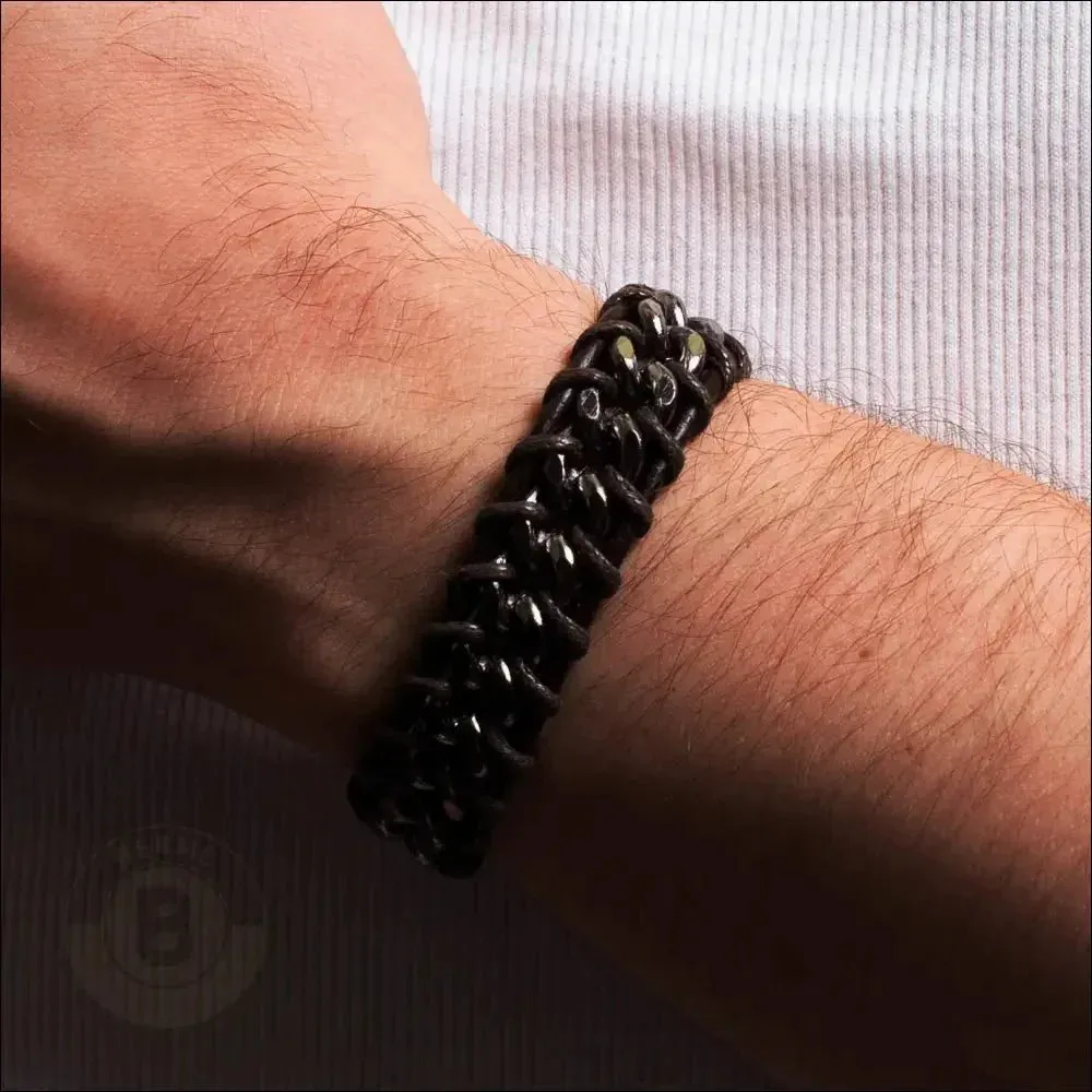 Denby Knitted Leather & Stainless Steel Bracelet