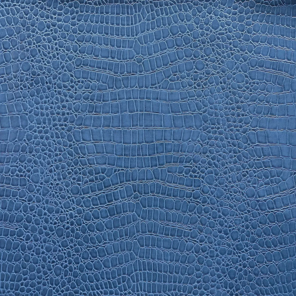 Denim Blue Crocodile Vinyl Fabric