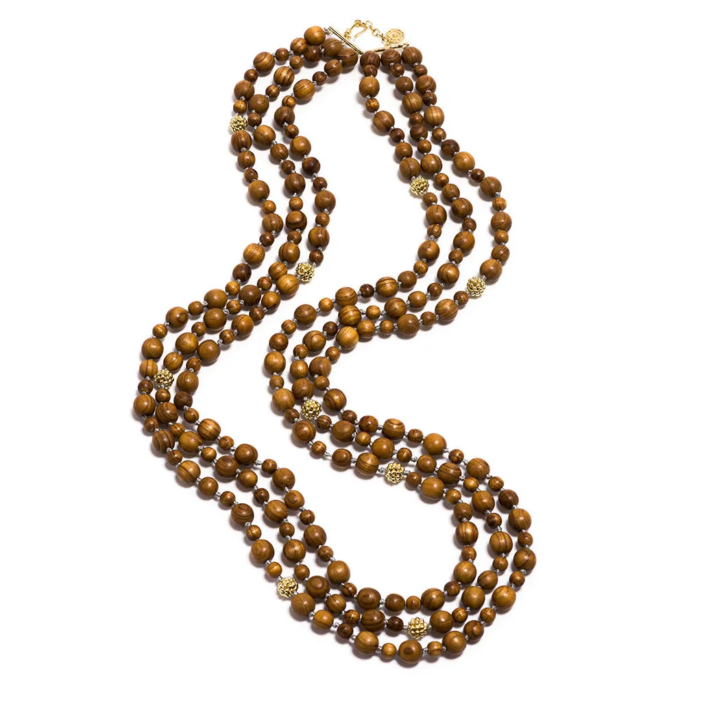 Earth Goddess Beads Necklace, 34'' - Teak