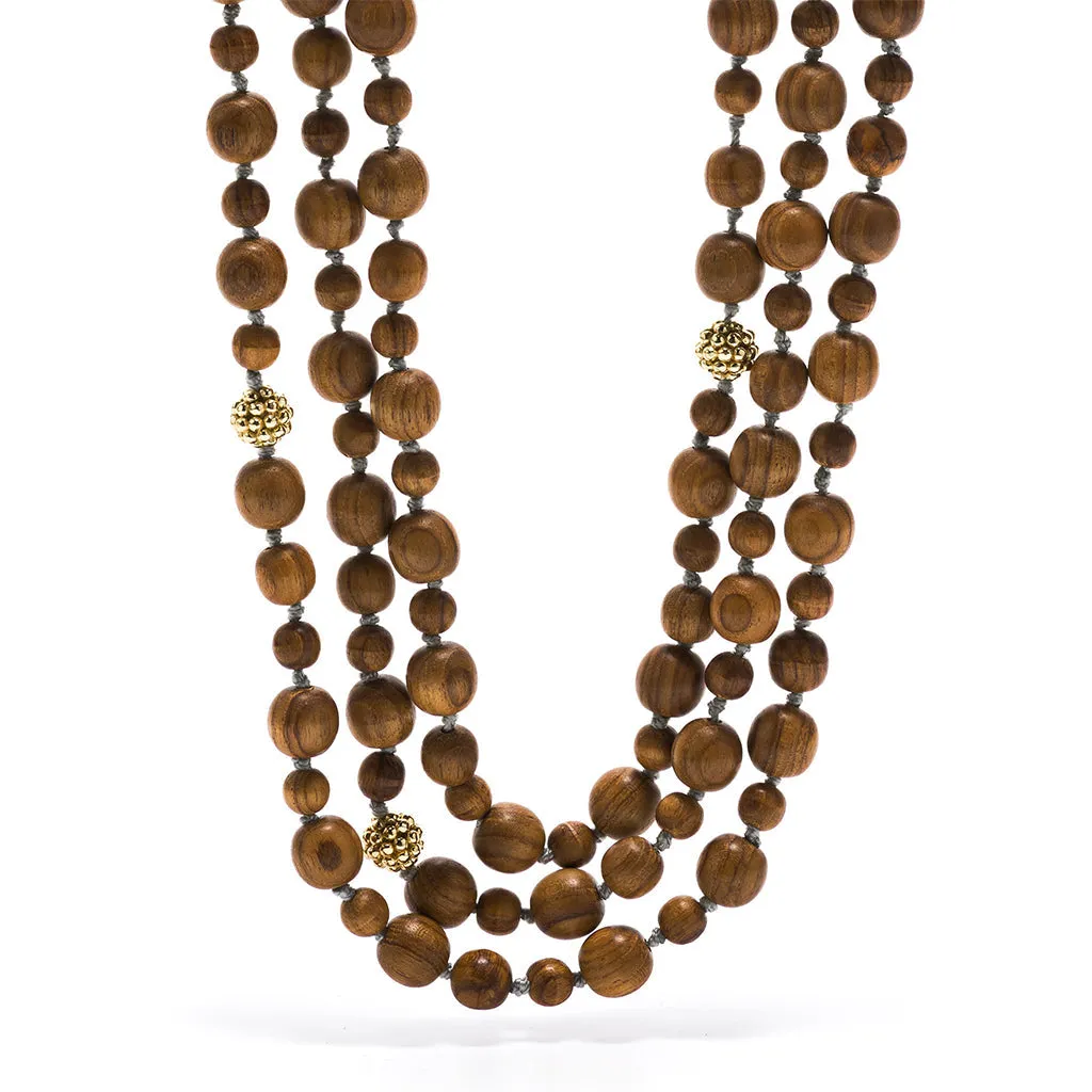 Earth Goddess Beads Necklace, 34'' - Teak