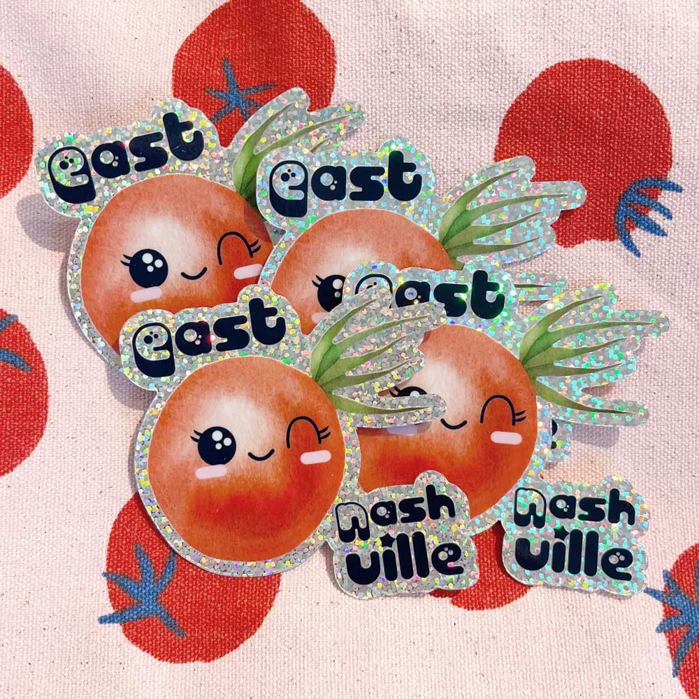 East Nashville Tomato Glitter Sticker