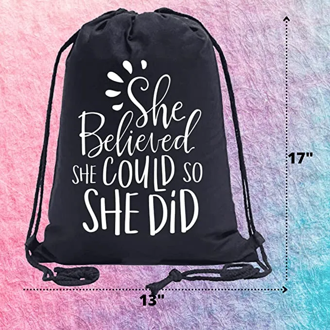 Field Hockey Bundle - She Believed She Could Nylon Drawstring Bag