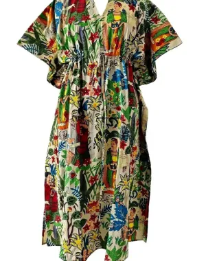 Frida Kahlo Cotton Caftan One Size