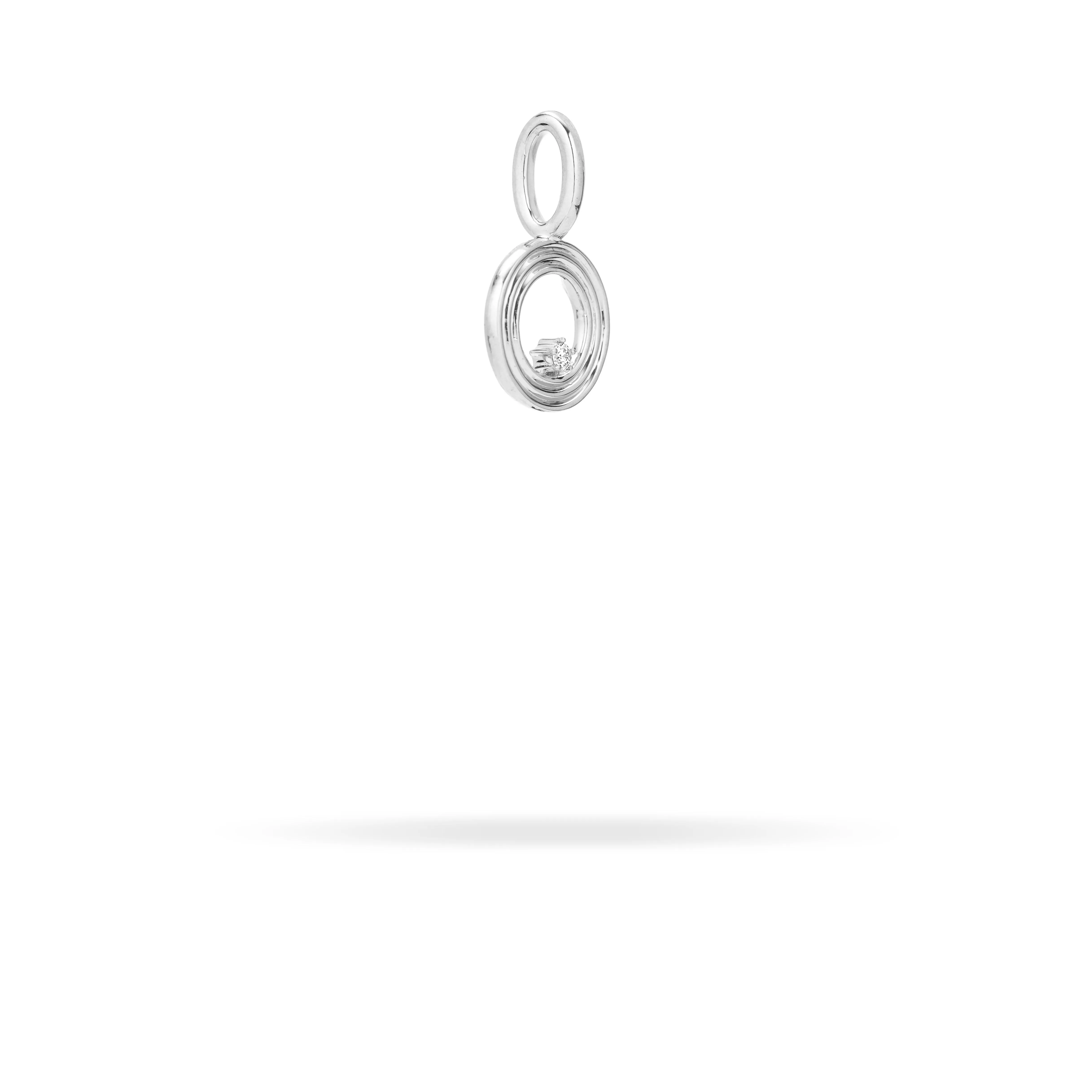 Groovy Diamond Initial Mini Bead Charm O in Sterling Silver