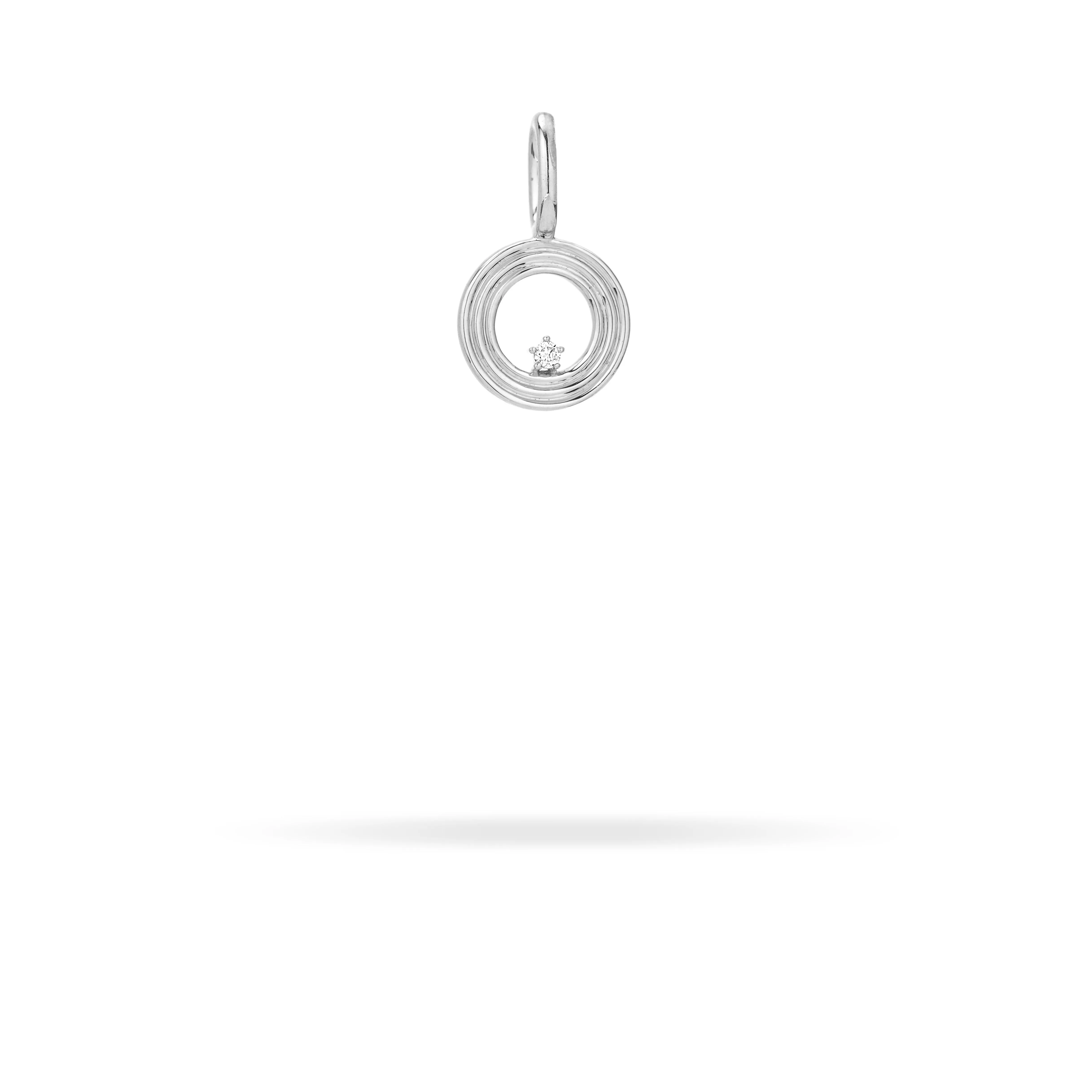 Groovy Diamond Initial Mini Bead Charm O in Sterling Silver